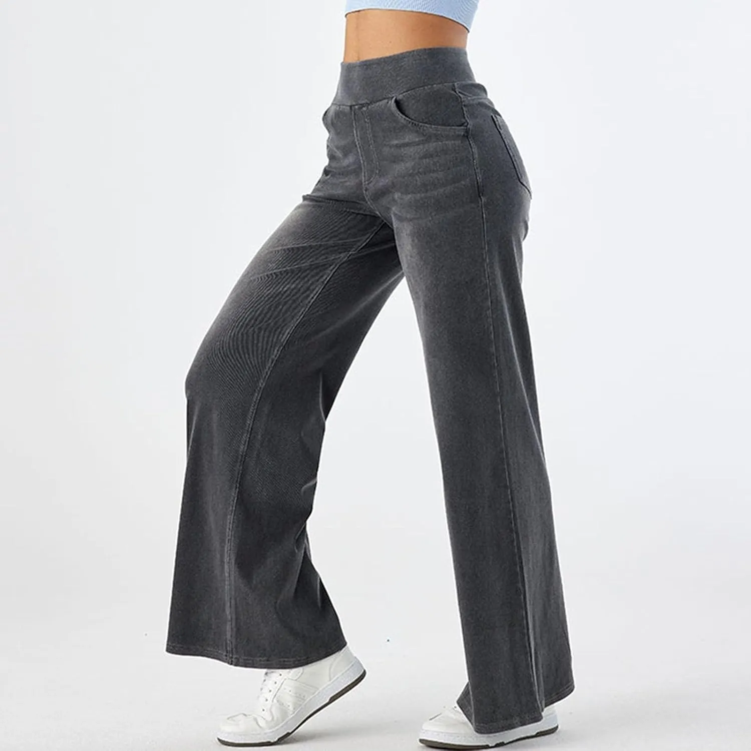 Wide Leg Jeans for Women High Waisted Stretchy Baggy Denim Pants Pockets Trendy Summer Holiday Outfits Clothes