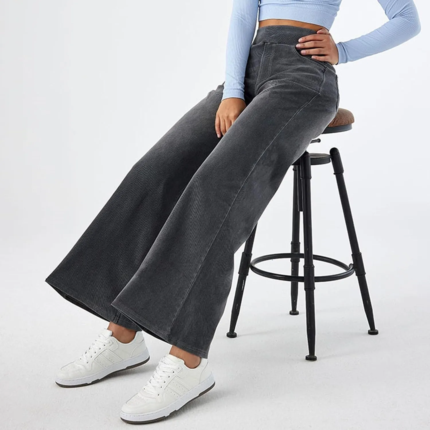 Wide Leg Jeans for Women High Waisted Stretchy Baggy Denim Pants Pockets Trendy Summer Holiday Outfits Clothes