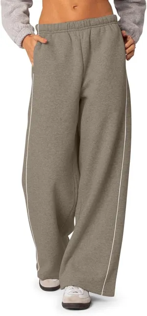 Wide Leg Sweat Pants for Womens Sweatpants with Pockets Comfy Baggy Fleece Joggers Low Rise Workout Lounge Pants