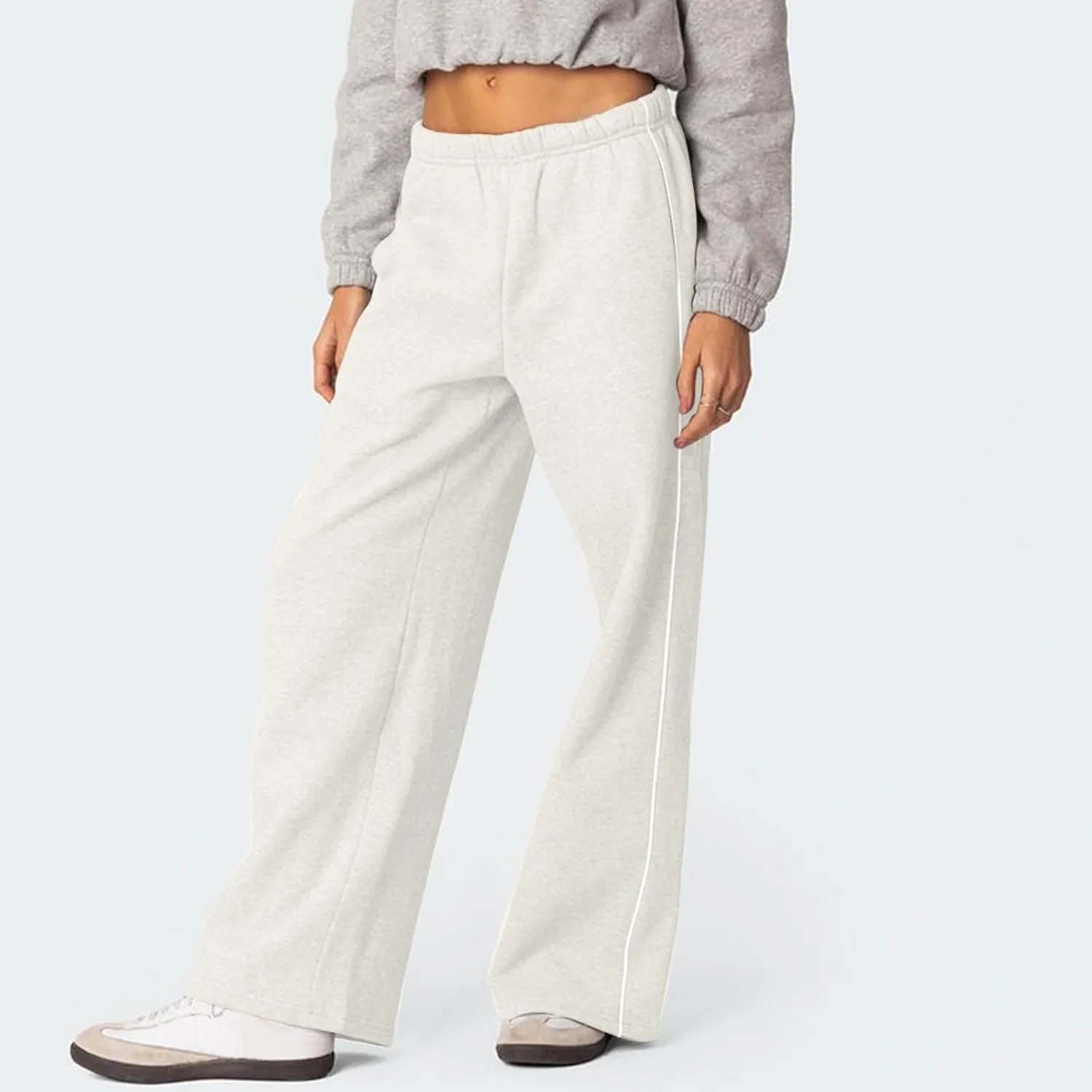 Wide Leg Sweat Pants for Womens Sweatpants with Pockets Comfy Baggy Fleece Joggers Low Rise Workout Lounge Pants