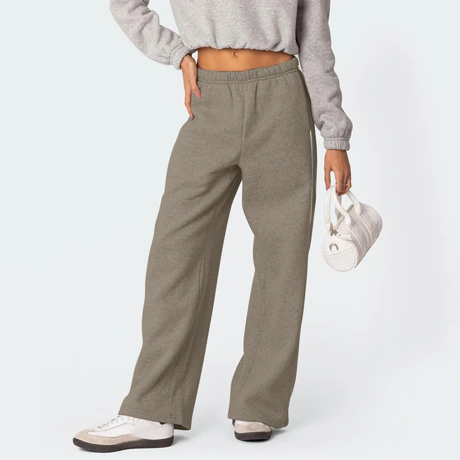 Wide Leg Sweat Pants for Womens Sweatpants with Pockets Comfy Baggy Fleece Joggers Low Rise Workout Lounge Pants