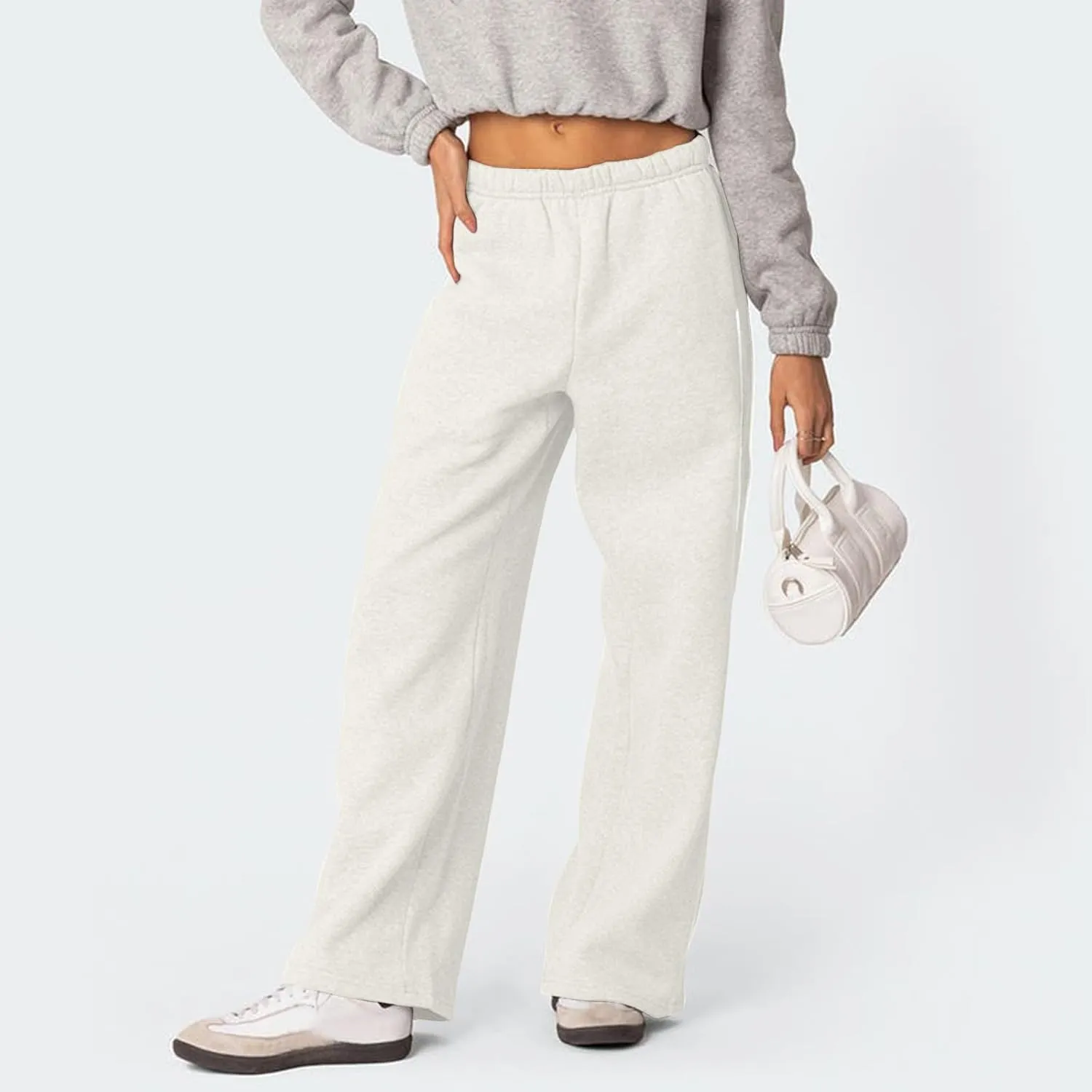 Wide Leg Sweat Pants for Womens Sweatpants with Pockets Comfy Baggy Fleece Joggers Low Rise Workout Lounge Pants