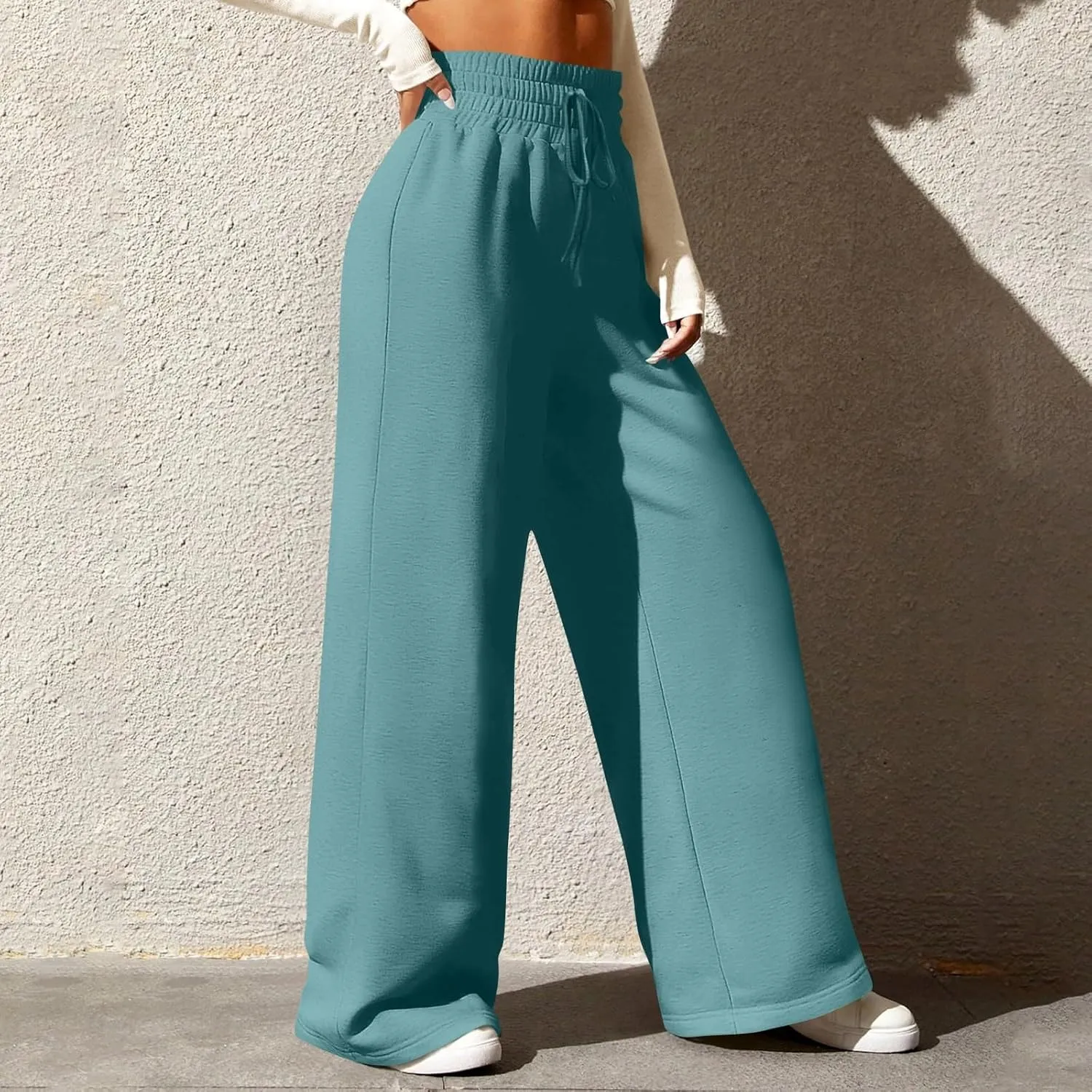 Wide Leg Sweatpants Women Baggy Drawstring High Waisted Lounge Pants Oversized Casual Soft Joggers with Pockets