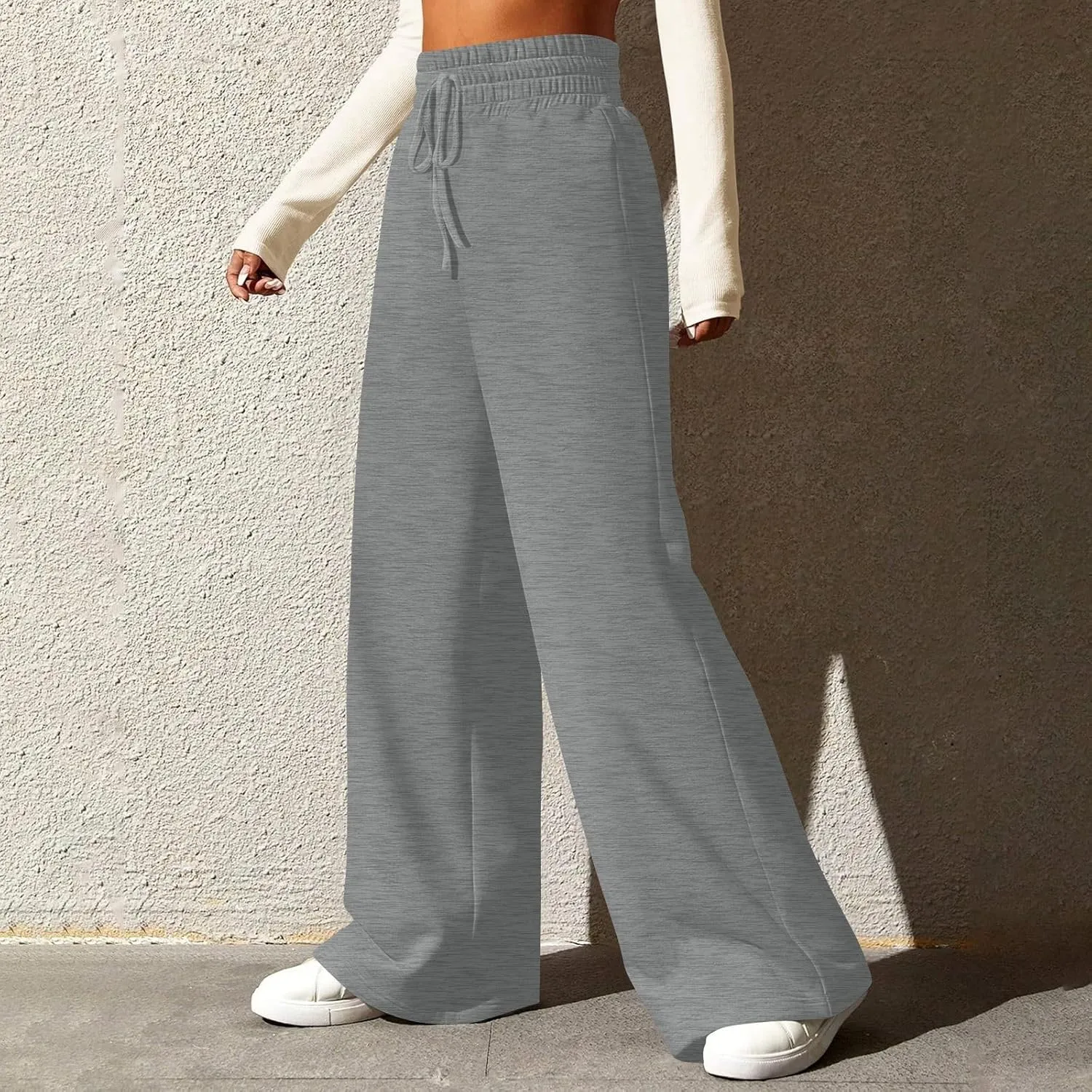 Wide Leg Sweatpants Women Baggy Drawstring High Waisted Lounge Pants Oversized Casual Soft Joggers with Pockets