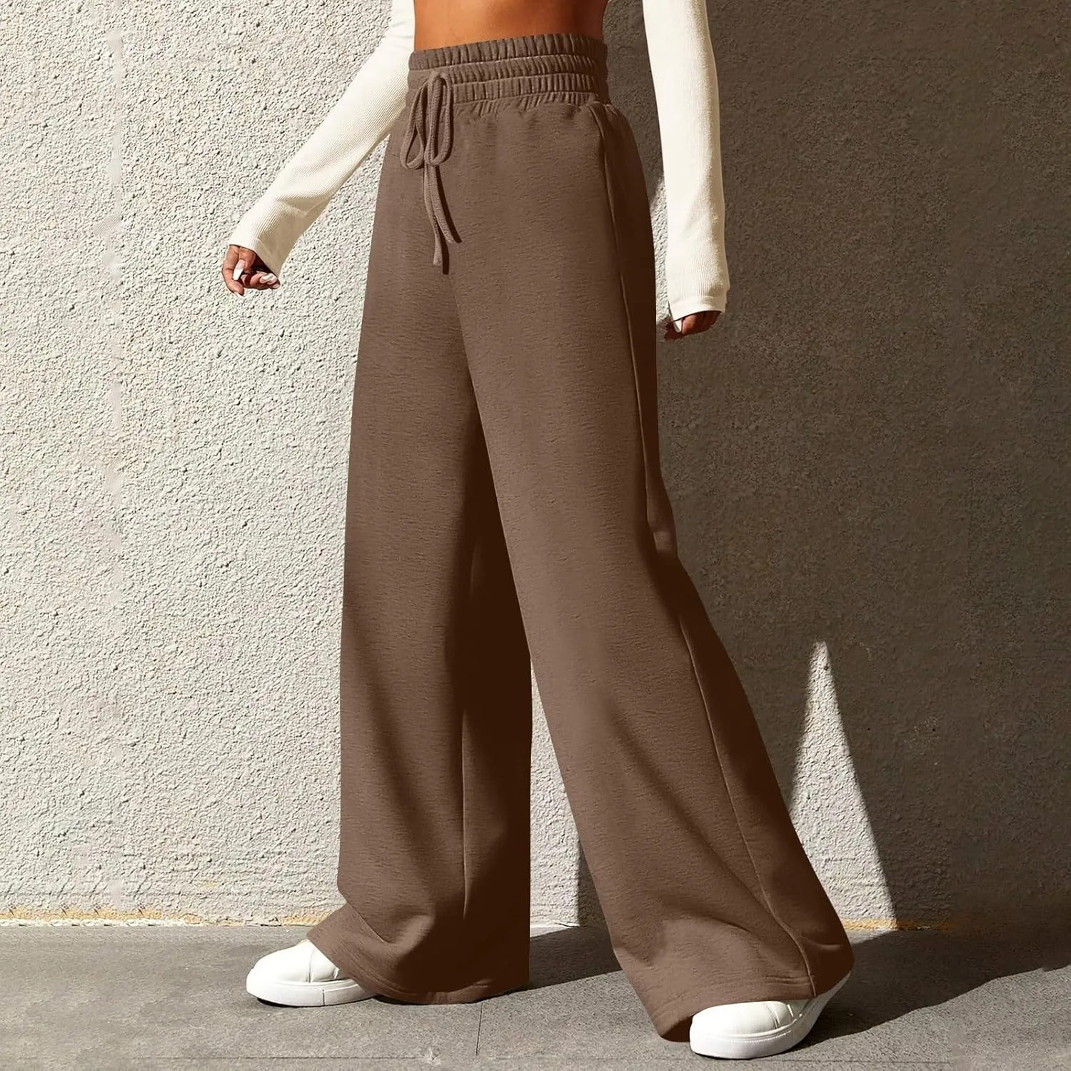Wide Leg Sweatpants Women Baggy Drawstring High Waisted Lounge Pants Oversized Casual Soft Joggers with Pockets