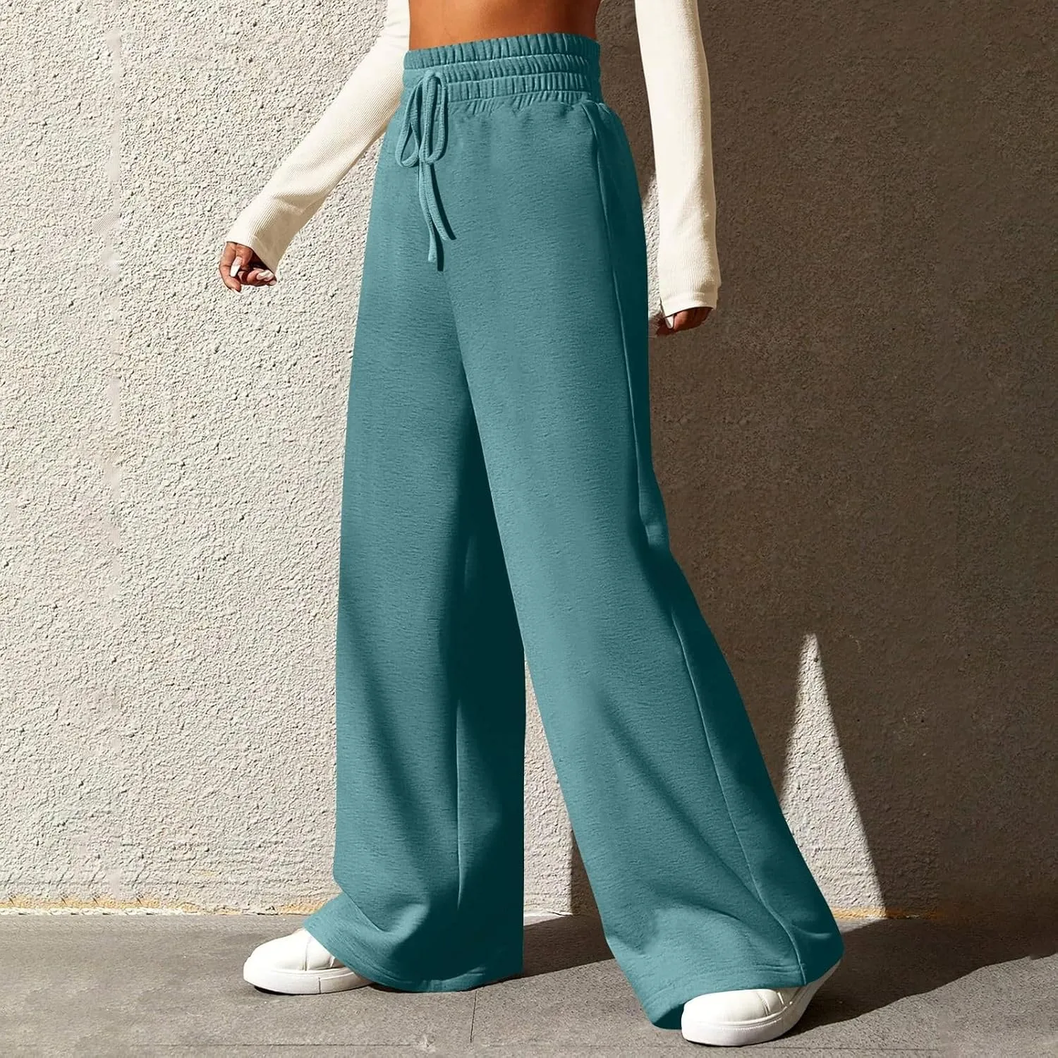 Wide Leg Sweatpants Women Baggy Drawstring High Waisted Lounge Pants Oversized Casual Soft Joggers with Pockets