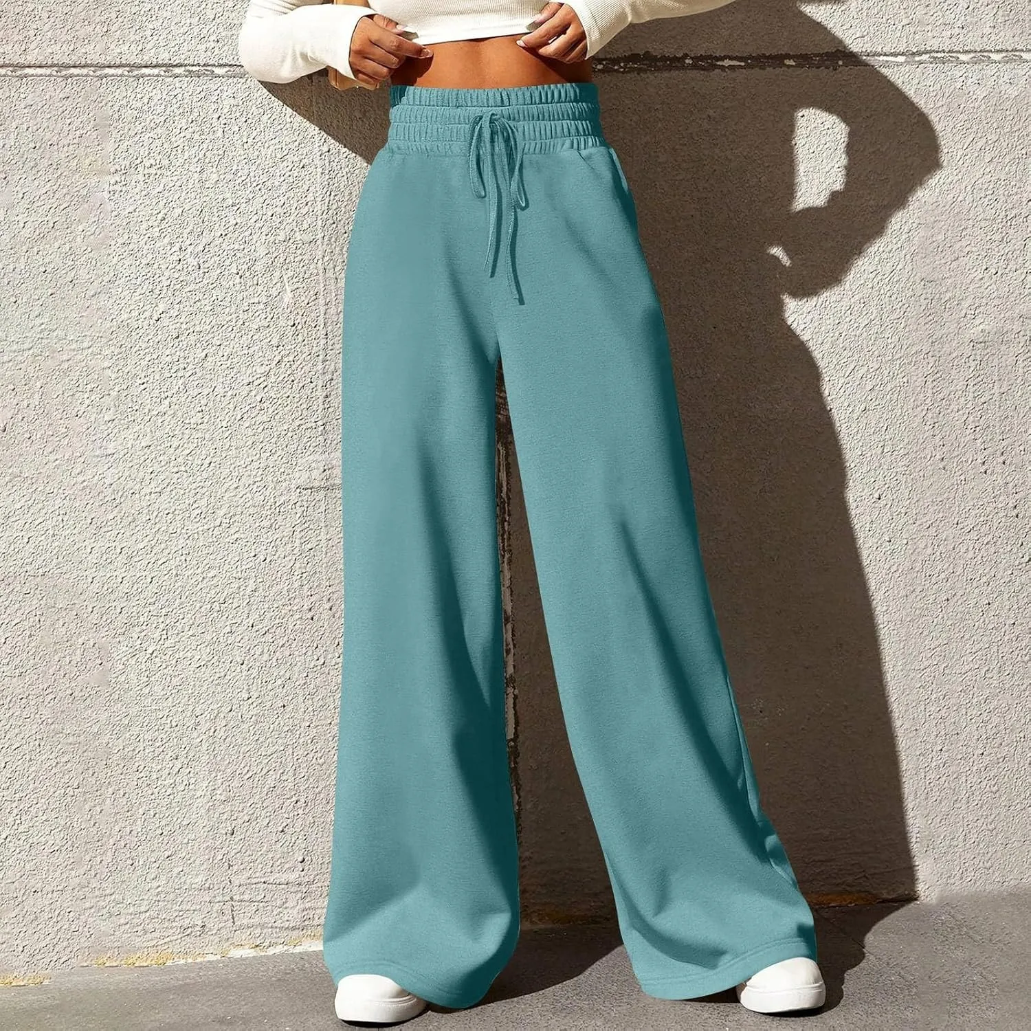 Wide Leg Sweatpants Women Baggy Drawstring High Waisted Lounge Pants Oversized Casual Soft Joggers with Pockets