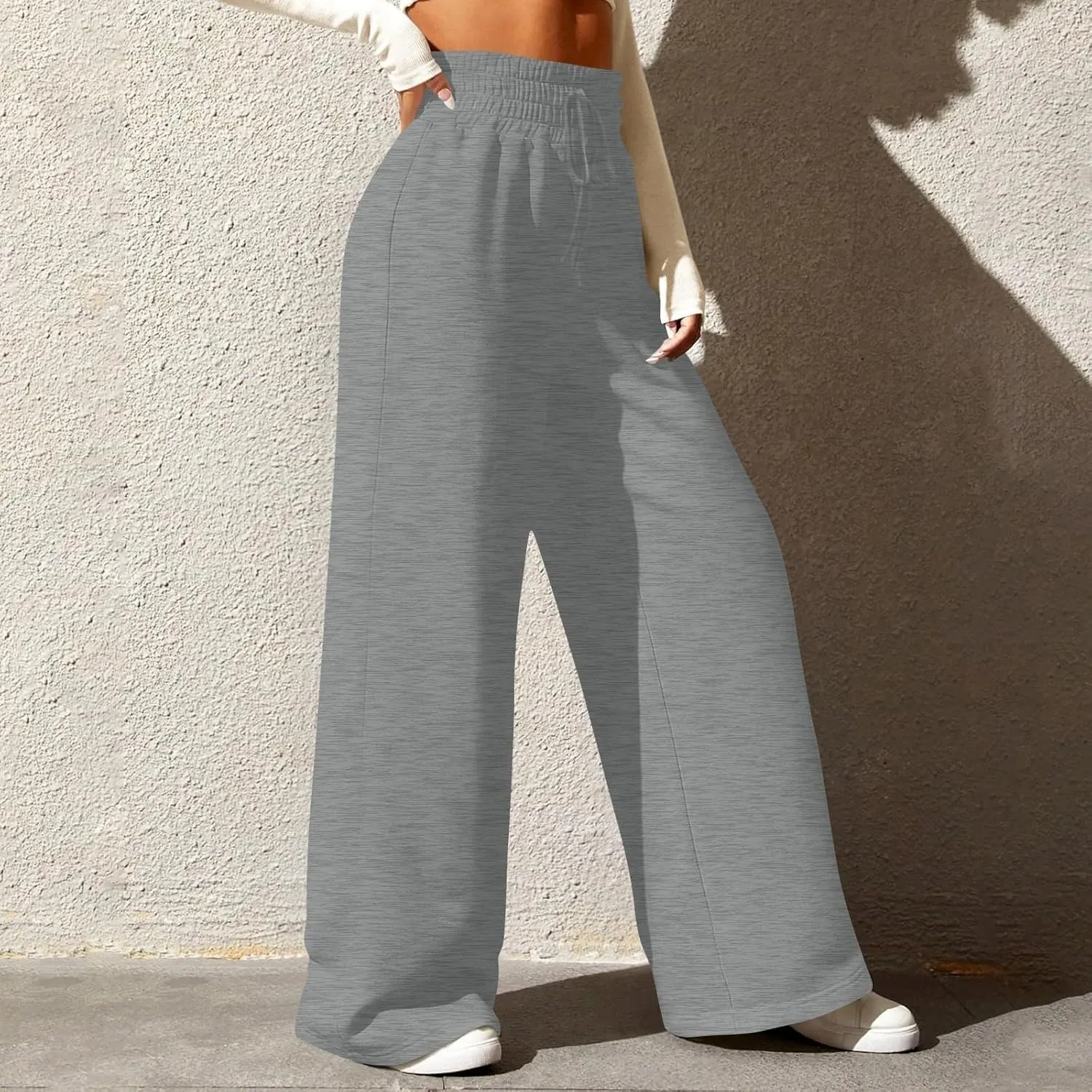 Wide Leg Sweatpants Women Baggy Drawstring High Waisted Lounge Pants Oversized Casual Soft Joggers with Pockets
