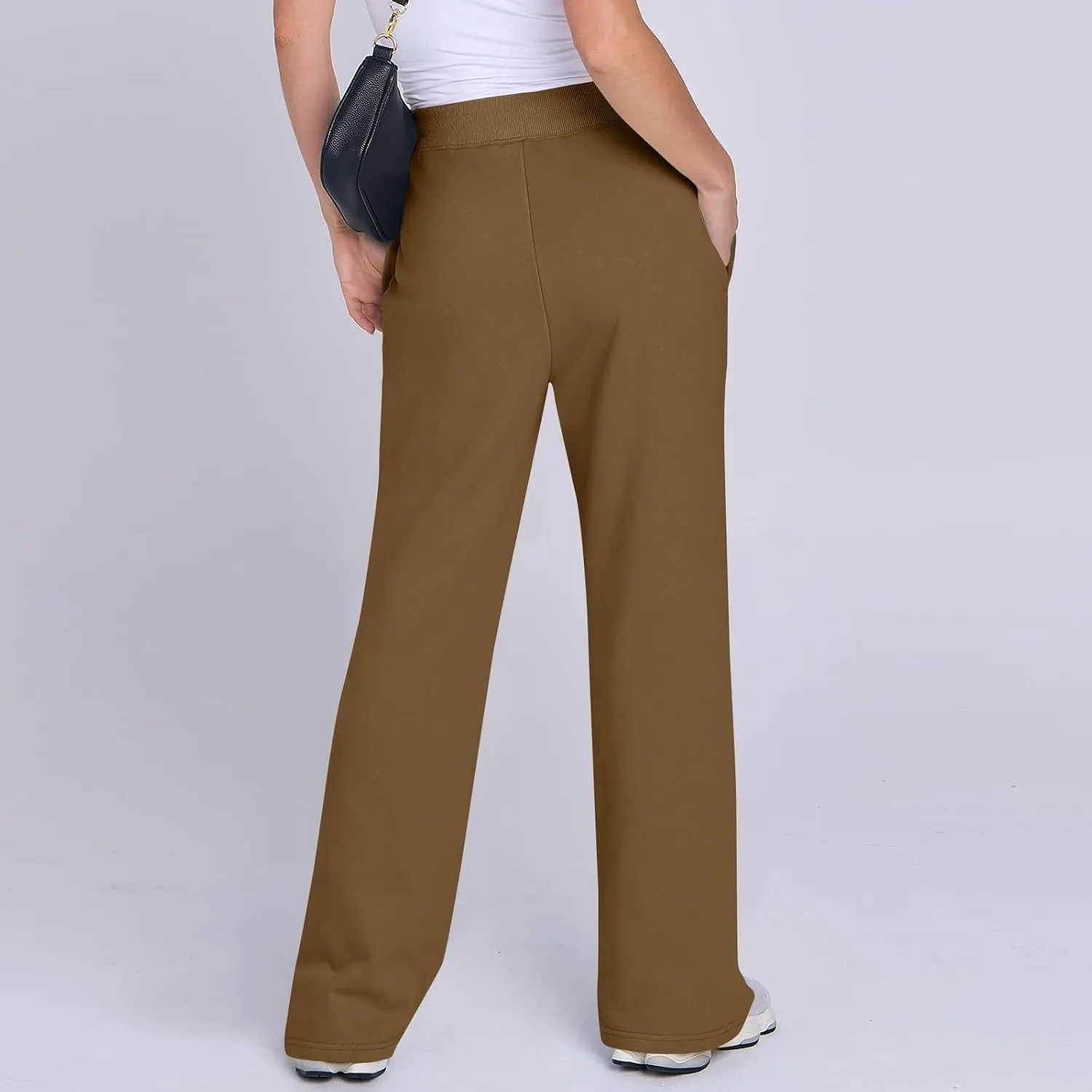 Wide Leg Sweatpants Women Baggy Joggers with Pockets Elastic High Waisted Drawstring Lounge Pants Athletic Ankle Pants