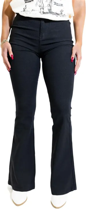 Willow Boutique High Rise Womens Jeans Flare | Stretchy Bootcut Jeans for Women | Flare Pants for Women - Black
