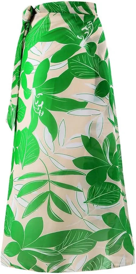 Women One-Piece Swimsuit with Cover up Wrap Skirt Sarong Bathing Suit Beach Outfit Summer