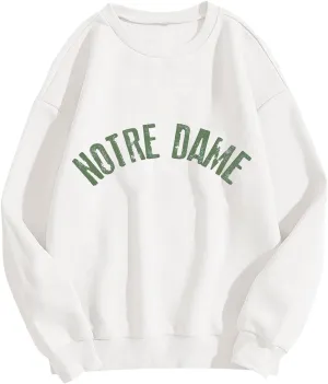 Women Oversized Sweatshirt Hoodies Letter Graphic Print Sweatshirts Casual Long Sleeve Crewneck Shirt Blouses