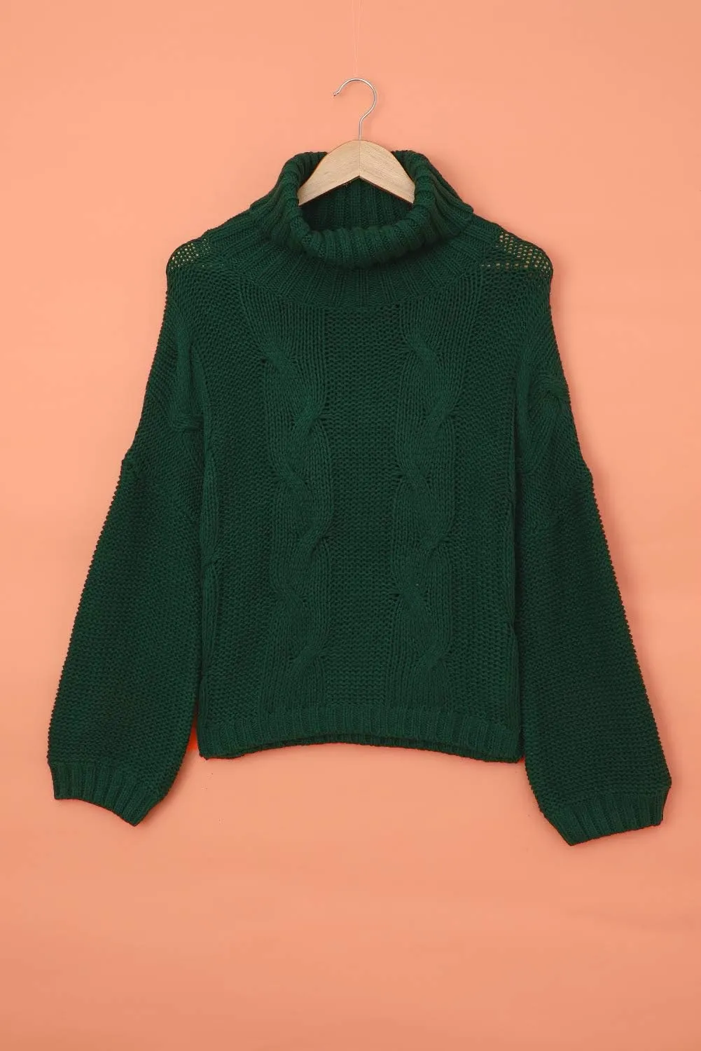 Women Winter Solid Color Turtleneck Sweaters Long Sleeve Oversized Pullover Loose Knit Jumper Top