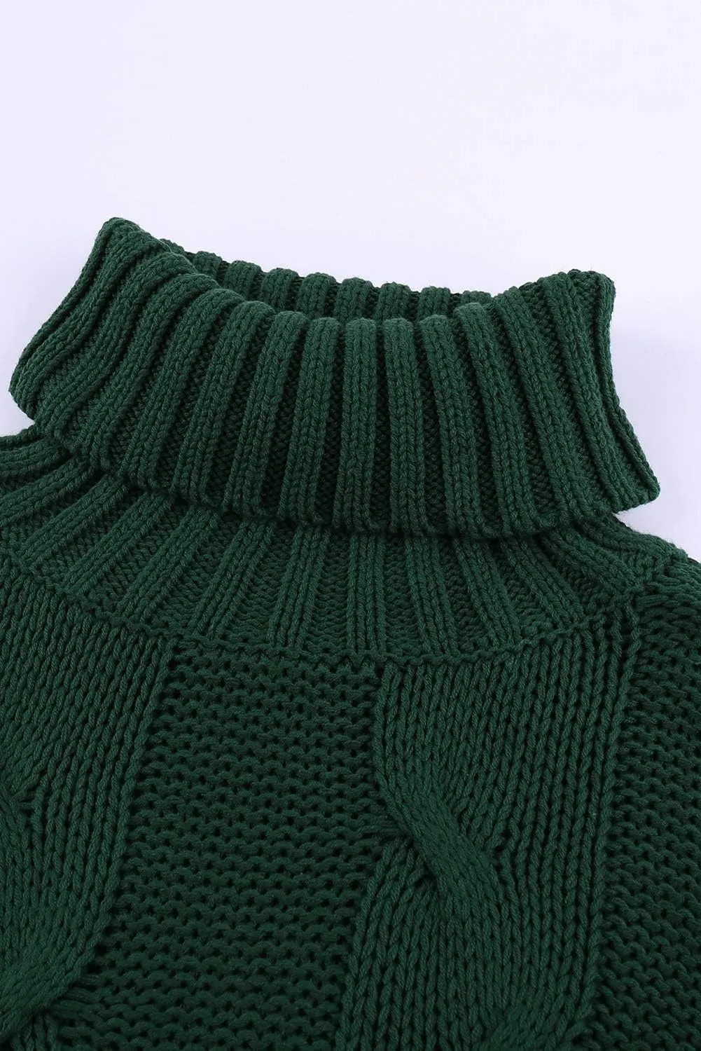 Women Winter Solid Color Turtleneck Sweaters Long Sleeve Oversized Pullover Loose Knit Jumper Top