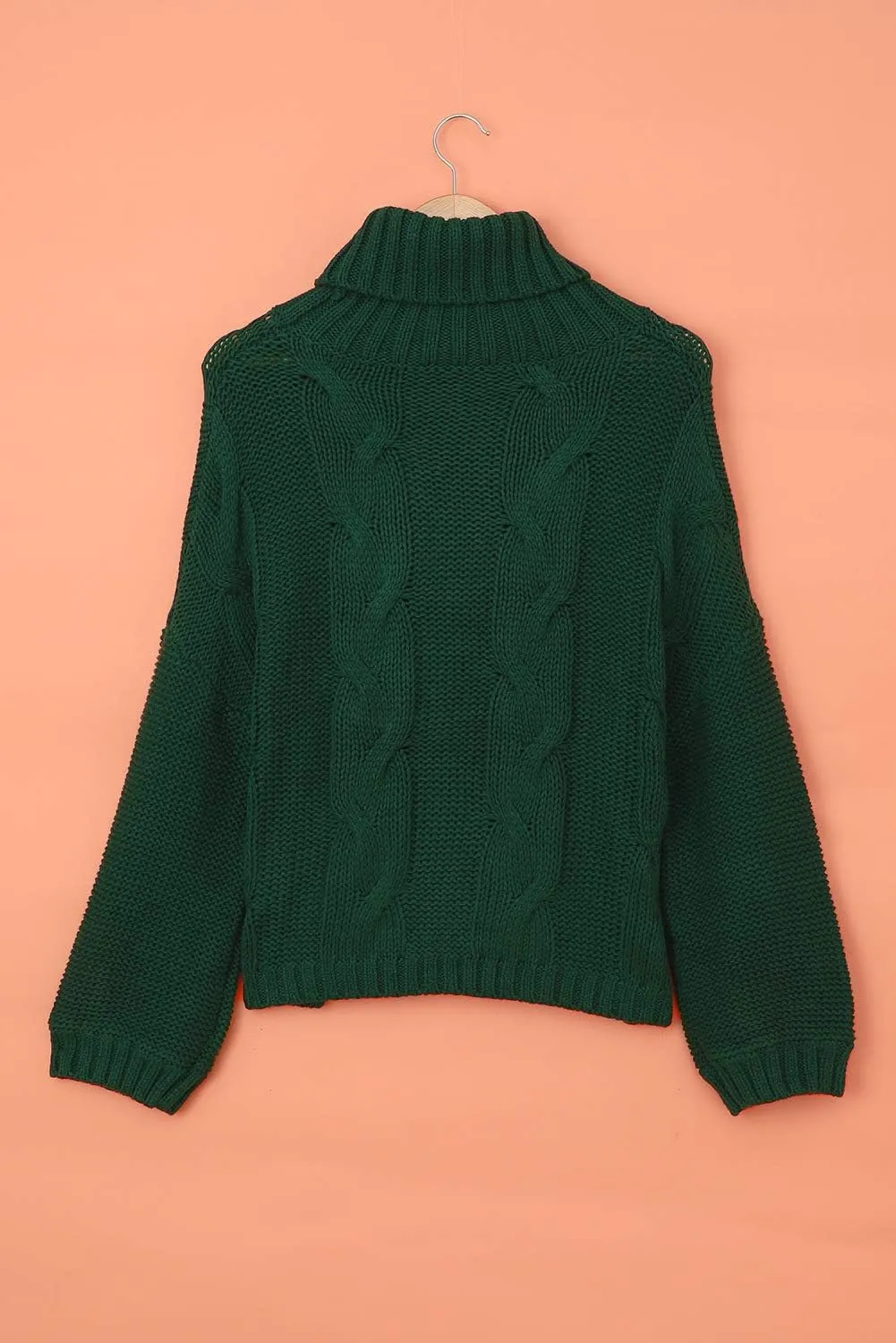 Women Winter Solid Color Turtleneck Sweaters Long Sleeve Oversized Pullover Loose Knit Jumper Top