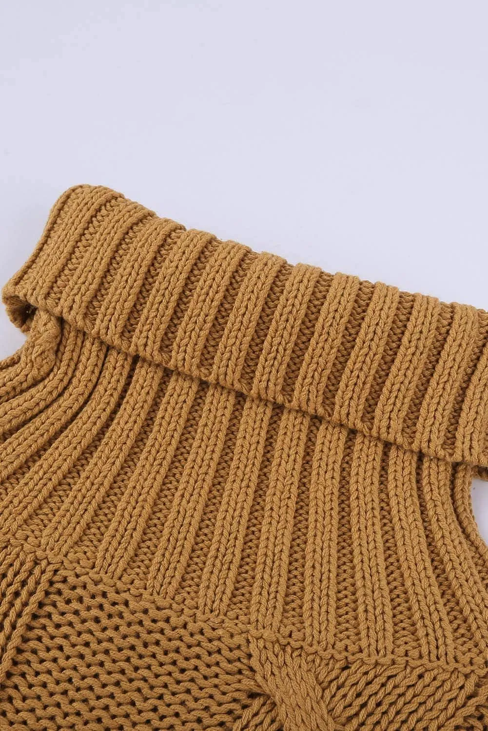 Women Winter Solid Color Turtleneck Sweaters Long Sleeve Oversized Pullover Loose Knit Jumper Top