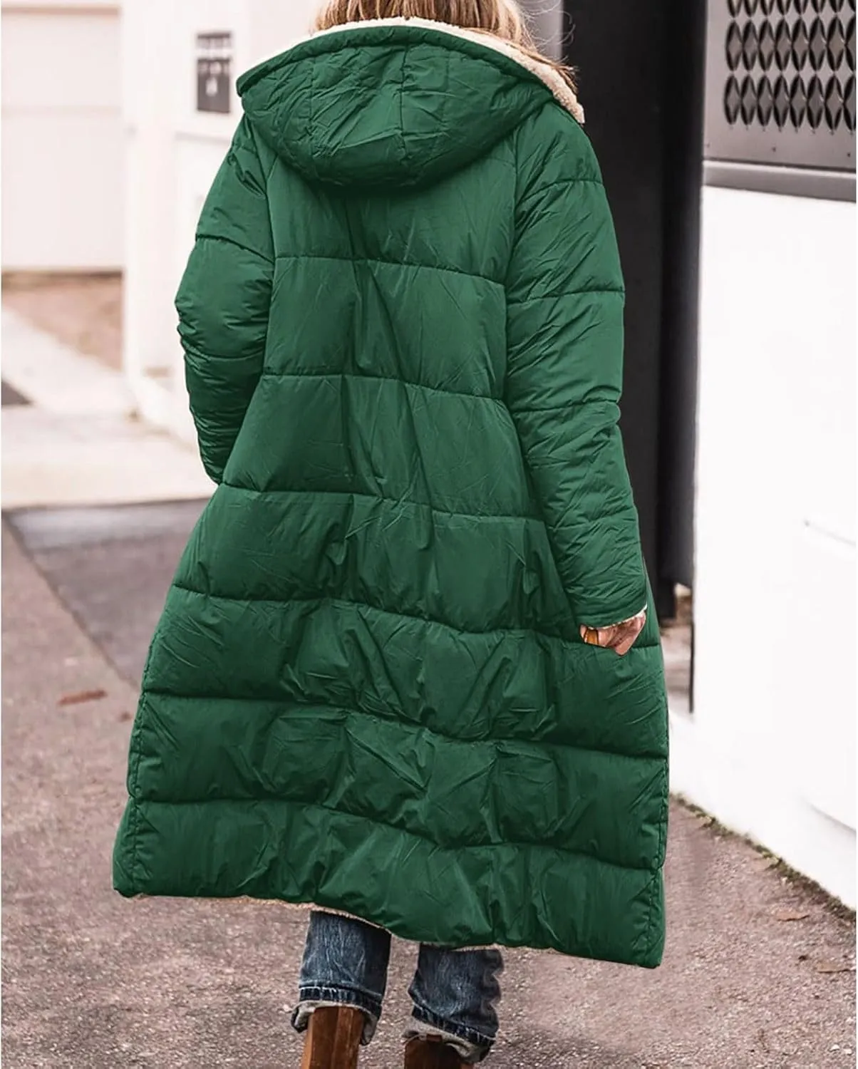 Women's 2024 Winter Fashion Shearling Fleece Long Coats Jackets Clothes Sherpa Padded Down Jackets Full Zip