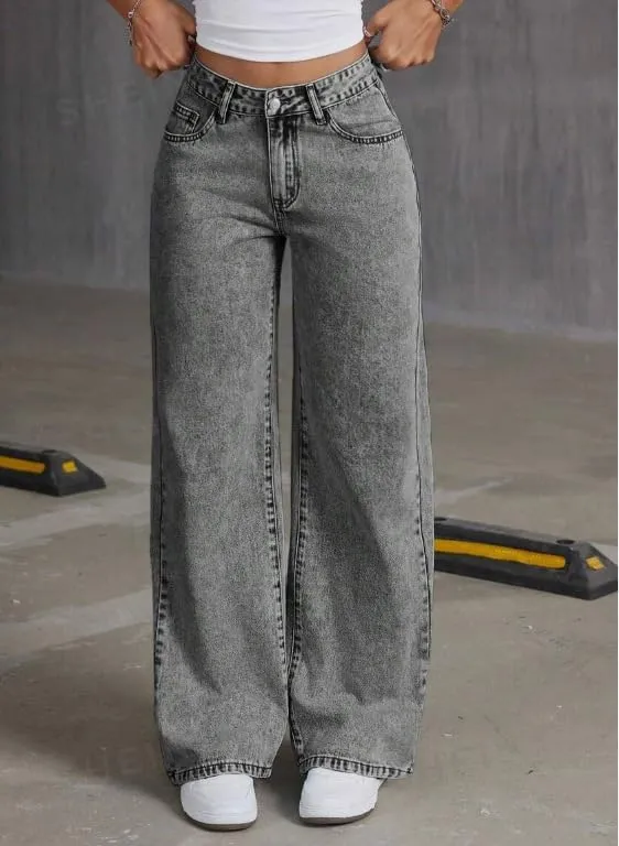 Women's Bow Embroidered Jeans High Waist Straight Leg Baggy Denim Pants Casual Y2k Trousers with Pockets