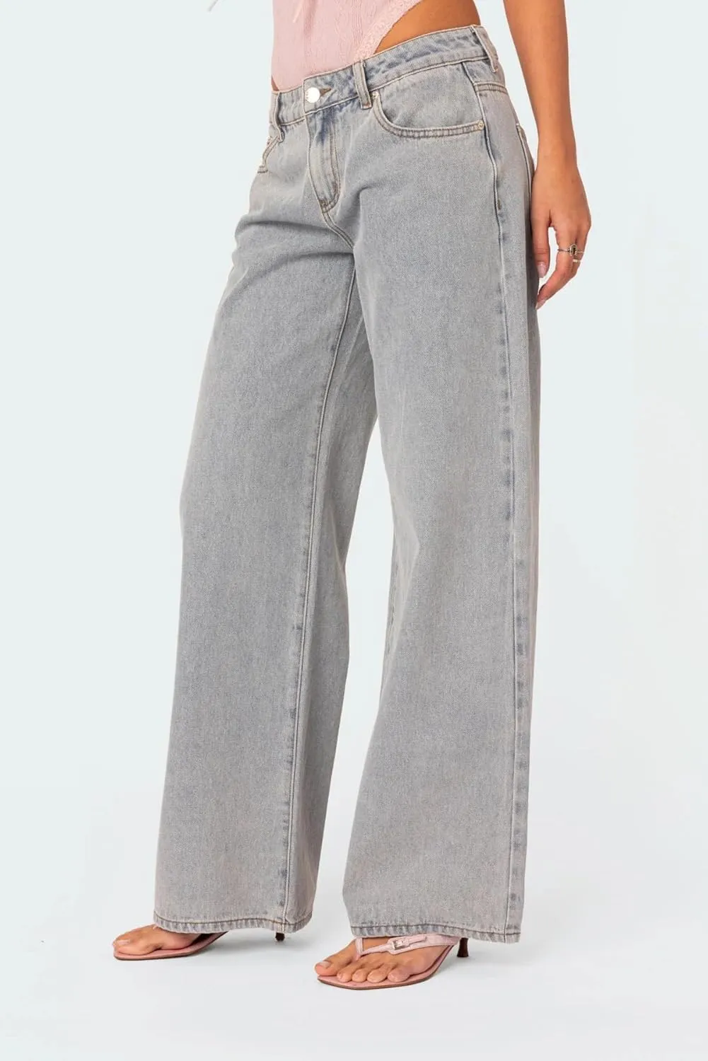 Women's Bow Embroidered Jeans High Waist Straight Leg Baggy Denim Pants Casual Y2k Trousers with Pockets