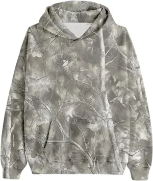Women's Camo Hoodies Maple Leaf Print Oversized Hooded Sweatshirt Long Sleeve Fleece Pullover Hoodie Tops with Pockets