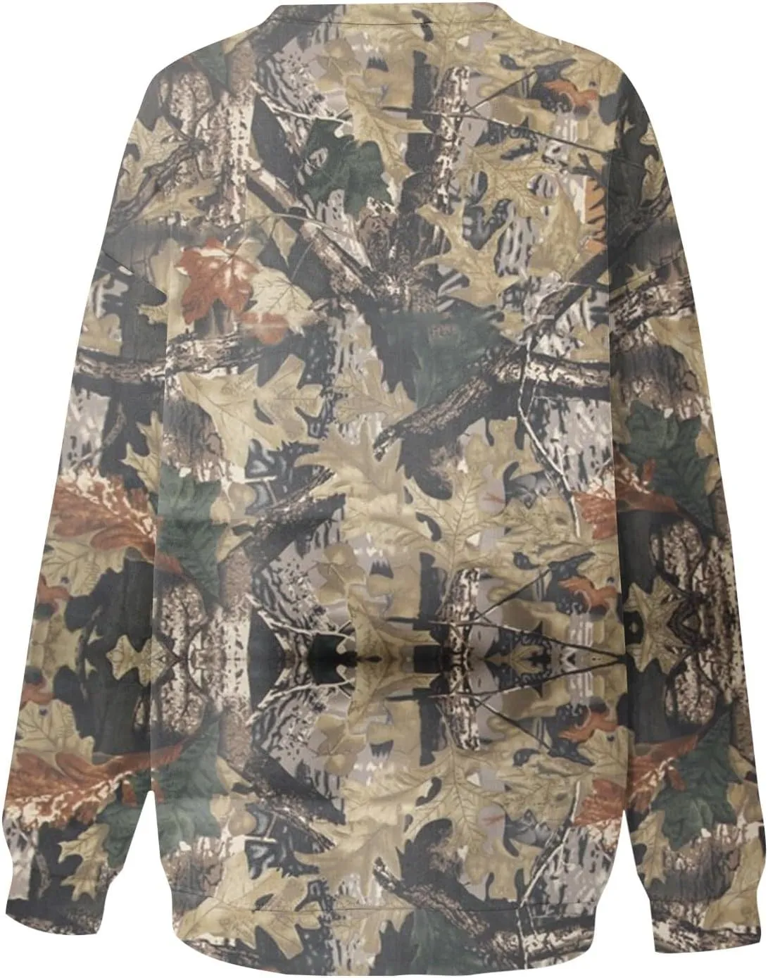 Women's Camo Sweatshirt Maple-Leaf Print Oversized Sweatshirt Fleece Crewneck Shirts Casual Fall Pullover Tops