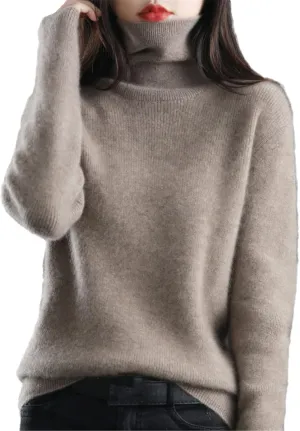 Women's Cashmere Pullover High Neck Wool Casual Knit Tops Autumn Winter Jacket Warm S, XXL