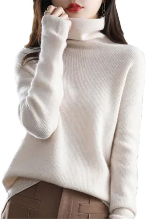 Women's Cashmere Pullover High Neck Wool Casual Knit Tops Autumn Winter Jacket Warm S, XXL