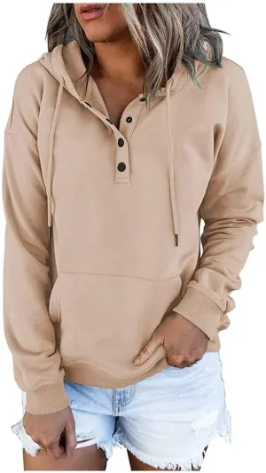 Womens Casual Hoodies Pullover Tops 2024 Spring Drawstring Long Sleeve Sweatshirts Clothes with Pockets
