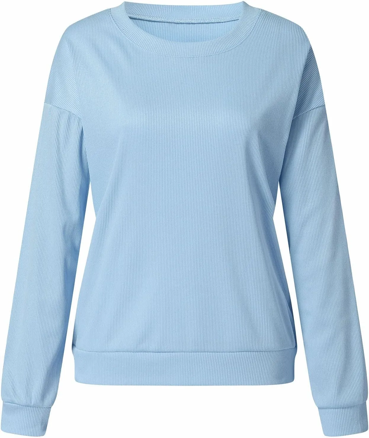 Women's Casual Long Sleeve Fall Tops 2023 Ribbed T-Shirt Thin Sweatshirt Cute Crew Neck Pullover Graphic Tops