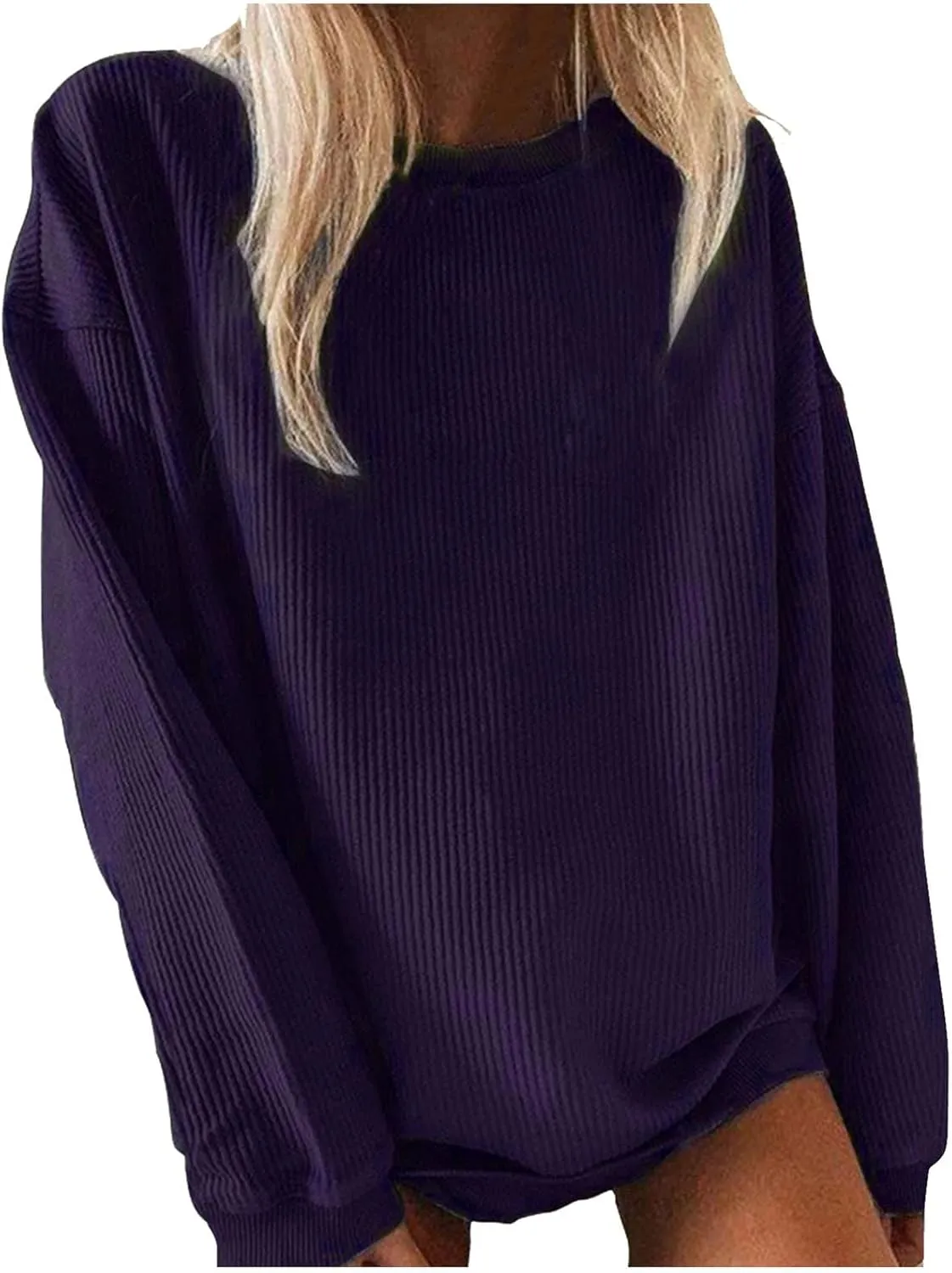 Women's Casual Long Sleeve Fall Tops 2023 Ribbed T-Shirt Thin Sweatshirt Cute Crew Neck Pullover Graphic Tops