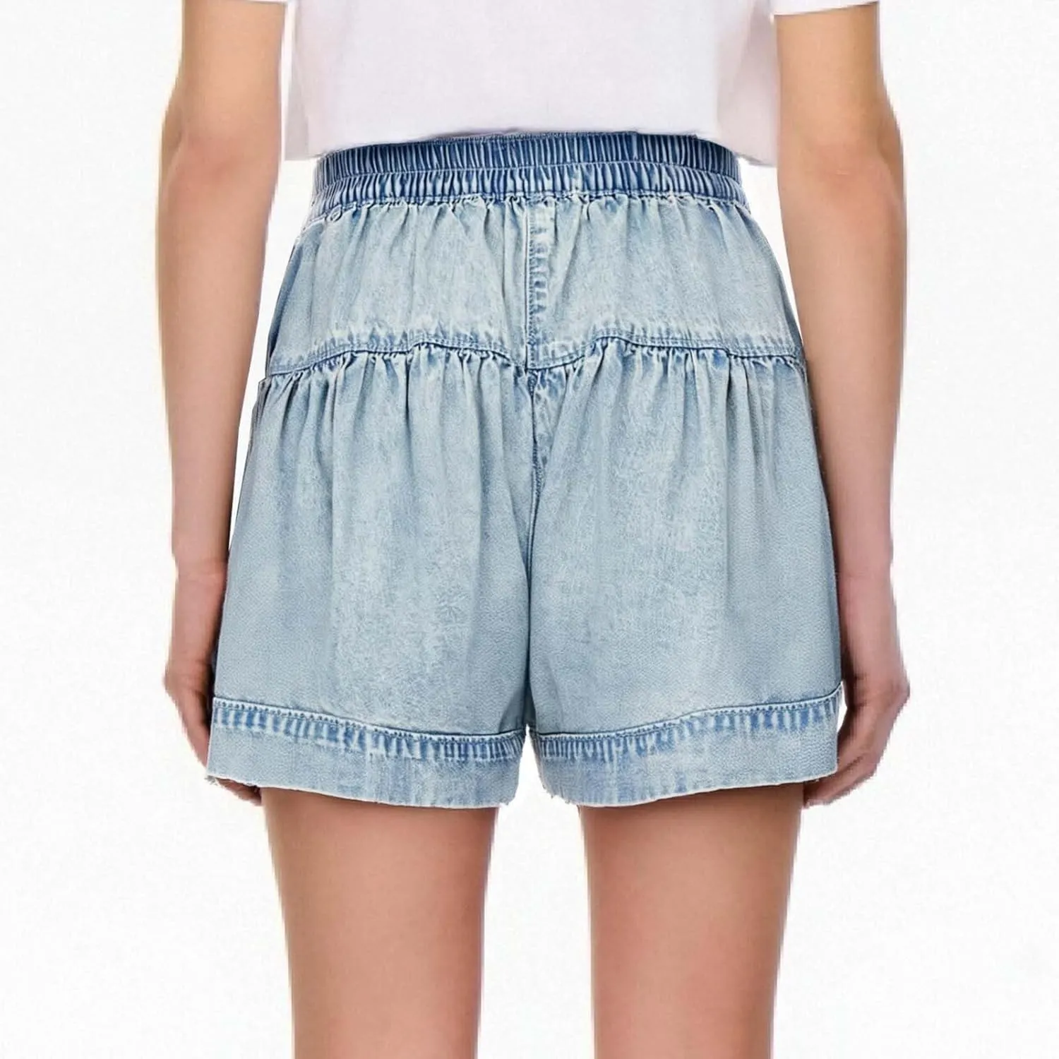 Womens Denim Shorts Summer Baggy High Waisted Flowy Wide Leg Buttons Pleated Casual Jean Shorts Fashion Ruffle Skorts