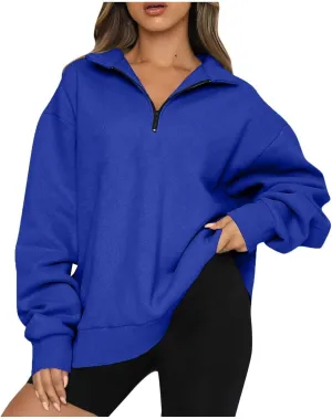 Women's Fall Fashion Long Sleeve Solid Color Zipper Sweatshirt Stretch Sweatshirt Top