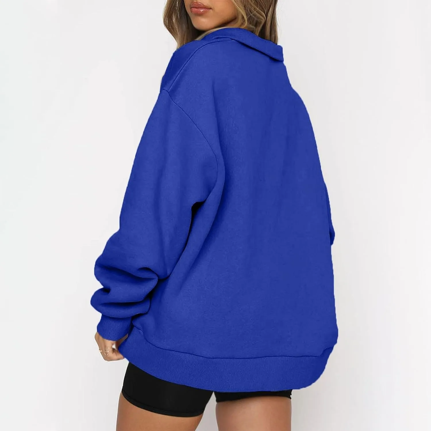 Women's Fall Fashion Long Sleeve Solid Color Zipper Sweatshirt Stretch Sweatshirt Top