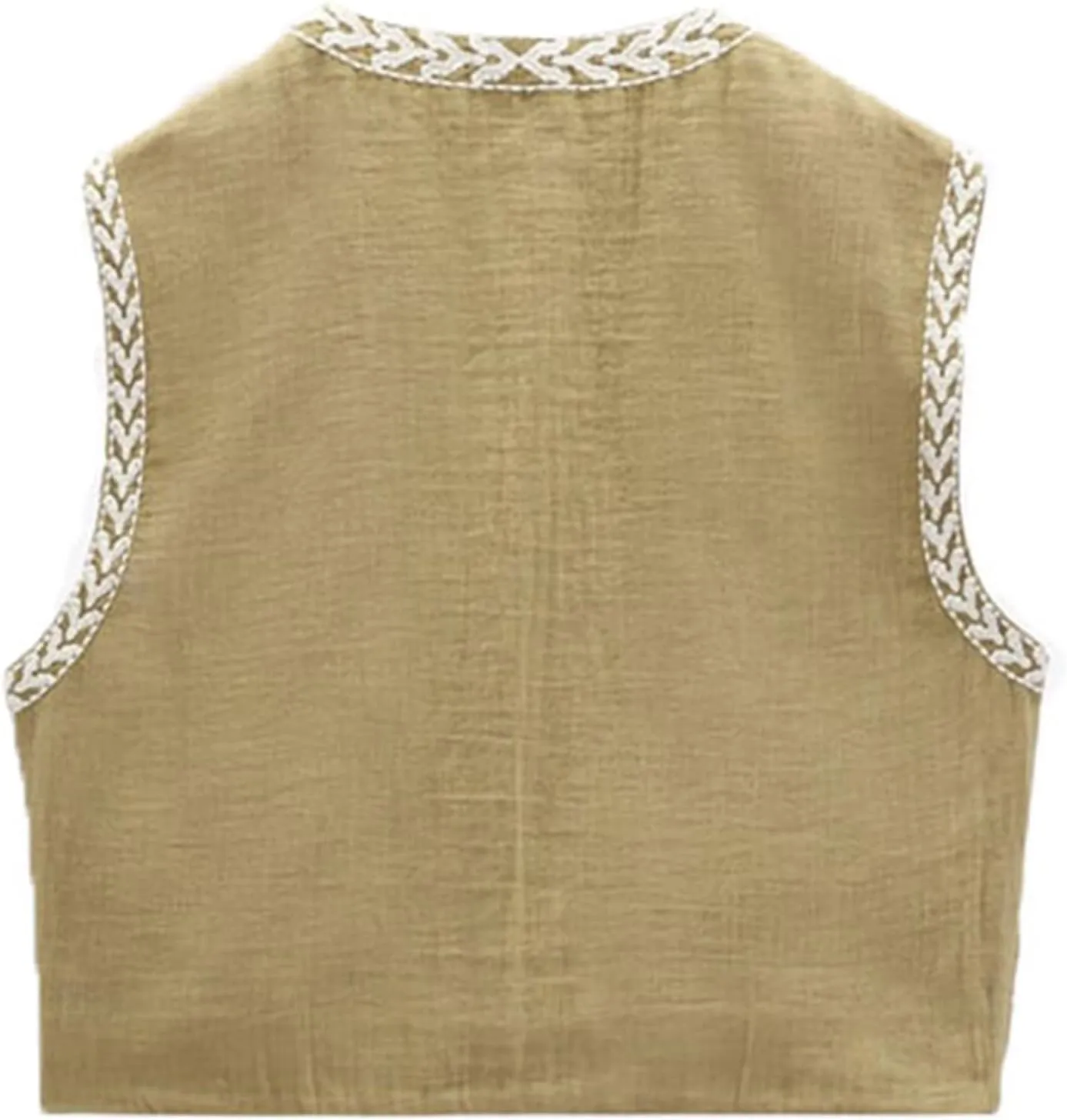 Women's Fashion Embroidered Vest Open Front Linen Ethnic Floral Crochet Tank Top Quilted Cotton Cowgirl Vest Jacket