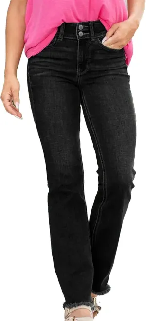 Womens Flare Jeans High Waisted Slim Fit Baggy Casual Workout Trousers for Women Stretch Denim Pants with Pockets