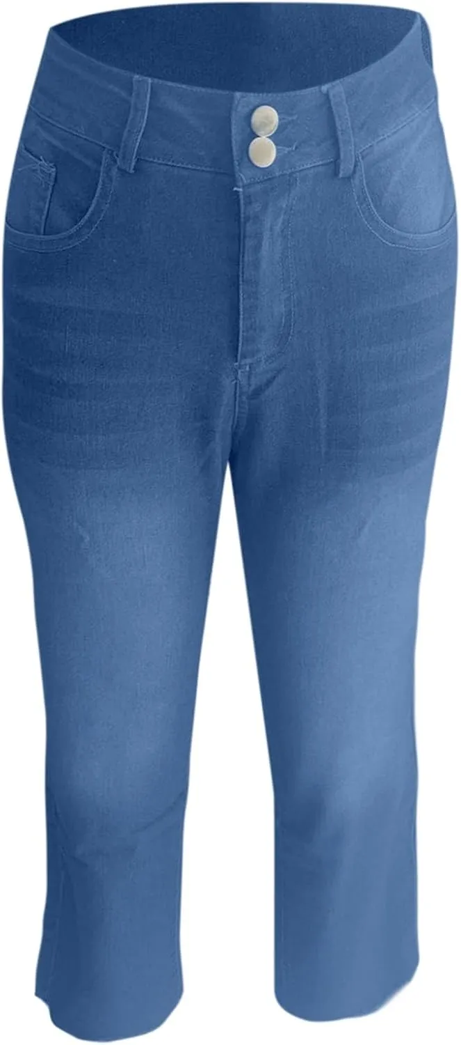 Womens Flare Jeans High Waisted Slim Fit Baggy Casual Workout Trousers for Women Stretch Denim Pants with Pockets