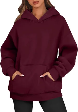 Womens Fleece Oversized Hoodies Sweatshirts Pullover Long Sleeve, Y2K Fall Winter Outfits with Pockets for Comfort and Style