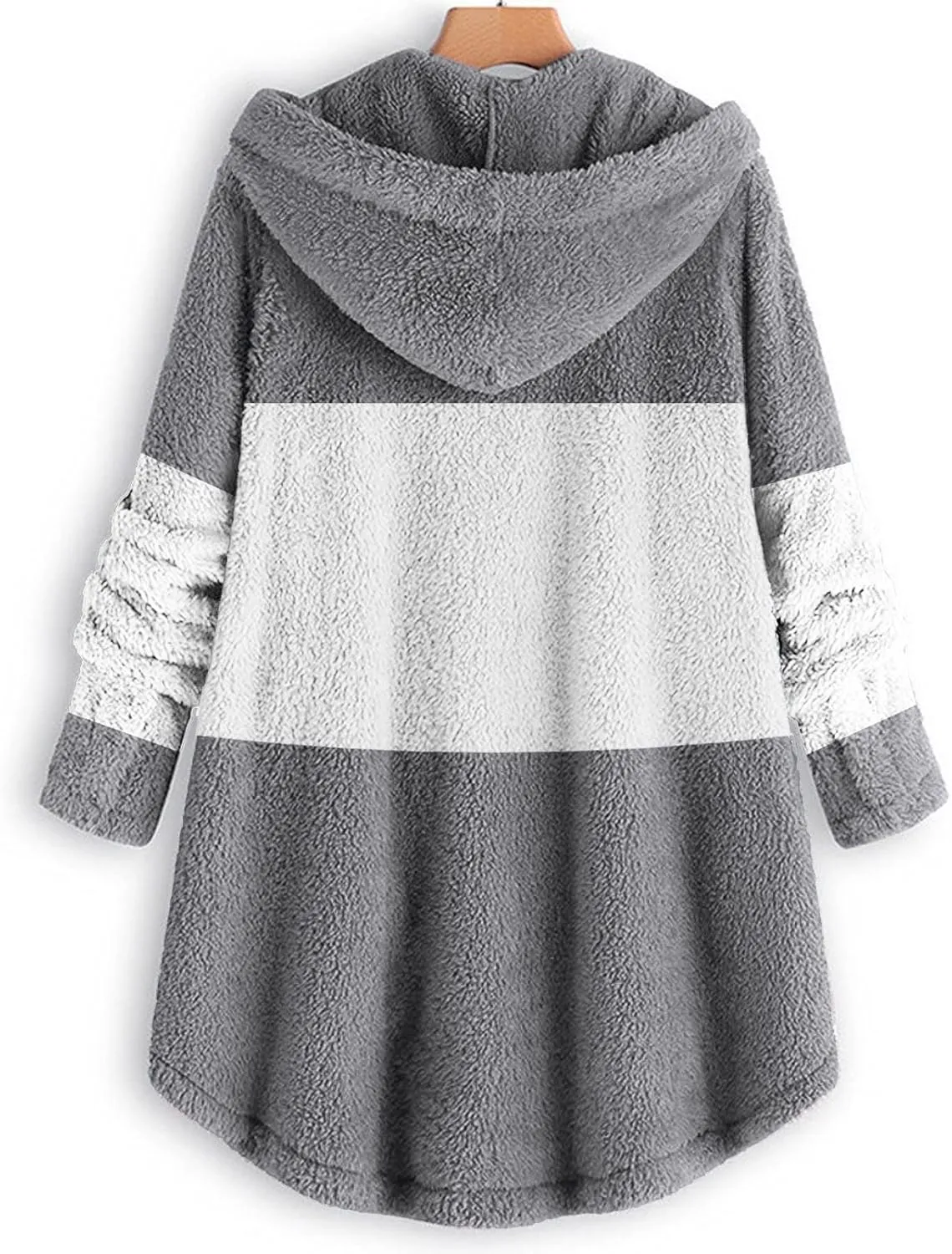 Women's Fuzzy Warm Pullover Tops Button Down Long Sleeve Hooded Sweatshirts Fluffy Soft Fleece Jackets Sweaters