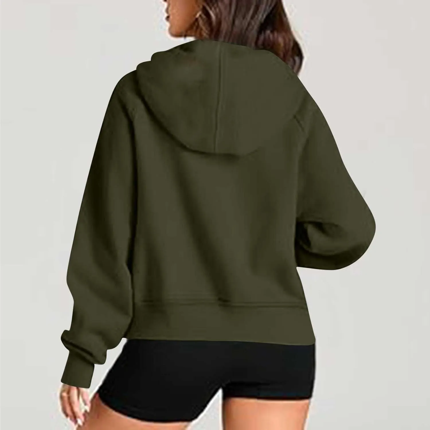 Womens Half Zip Sweatshirts Cropped Hoodies Fleece Jackets Quarter Zip Up Pullover Fall Outfits 2024 Winter Clothes