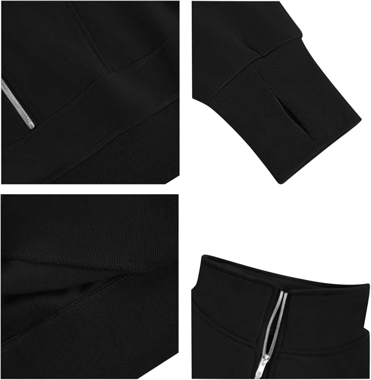 Women's Half Zipper Cropped Sweatshirts Casual High Neck Long Sleeve Pullover Y2K Crop Workout Tops with Thumb Hole