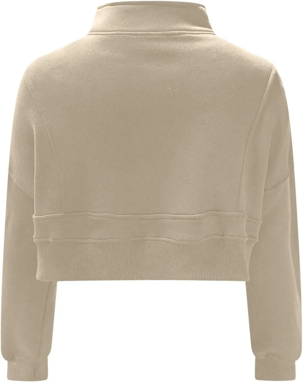 Women's Half Zipper Cropped Sweatshirts Casual High Neck Long Sleeve Pullover Y2K Crop Workout Tops with Thumb Hole
