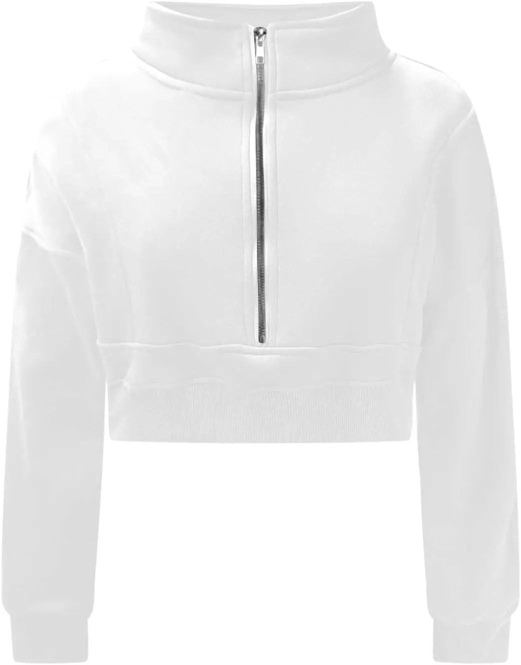 Women's Half Zipper Cropped Sweatshirts Casual High Neck Long Sleeve Pullover Y2K Crop Workout Tops with Thumb Hole