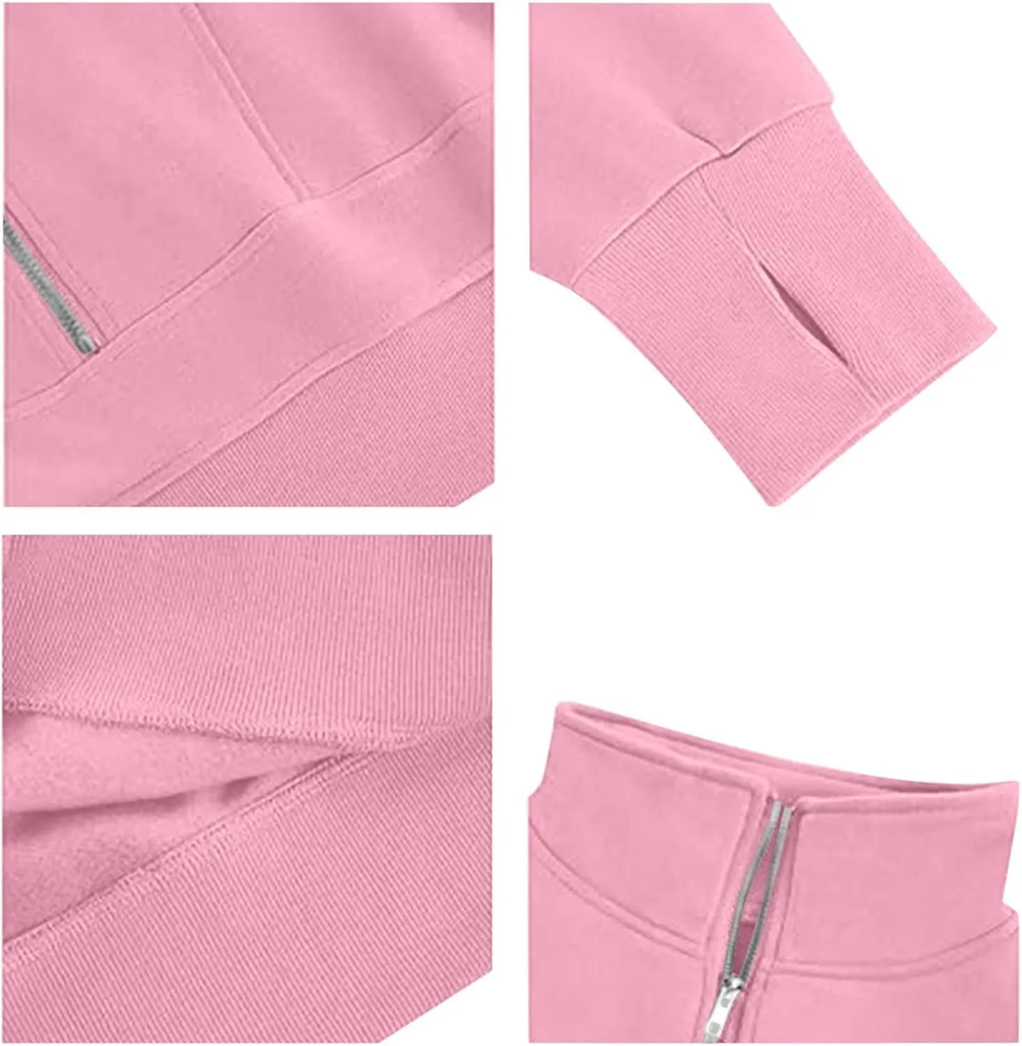 Women's Half Zipper Cropped Sweatshirts Casual High Neck Long Sleeve Pullover Y2K Crop Workout Tops with Thumb Hole