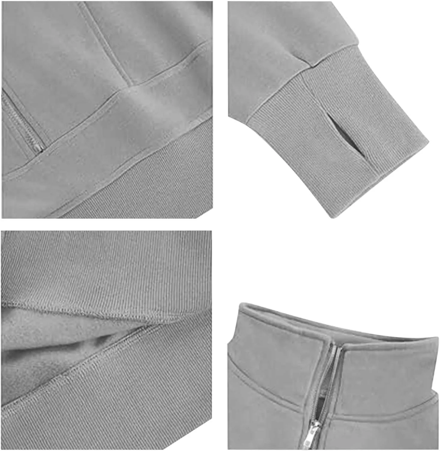 Women's Half Zipper Cropped Sweatshirts Casual High Neck Long Sleeve Pullover Y2K Crop Workout Tops with Thumb Hole