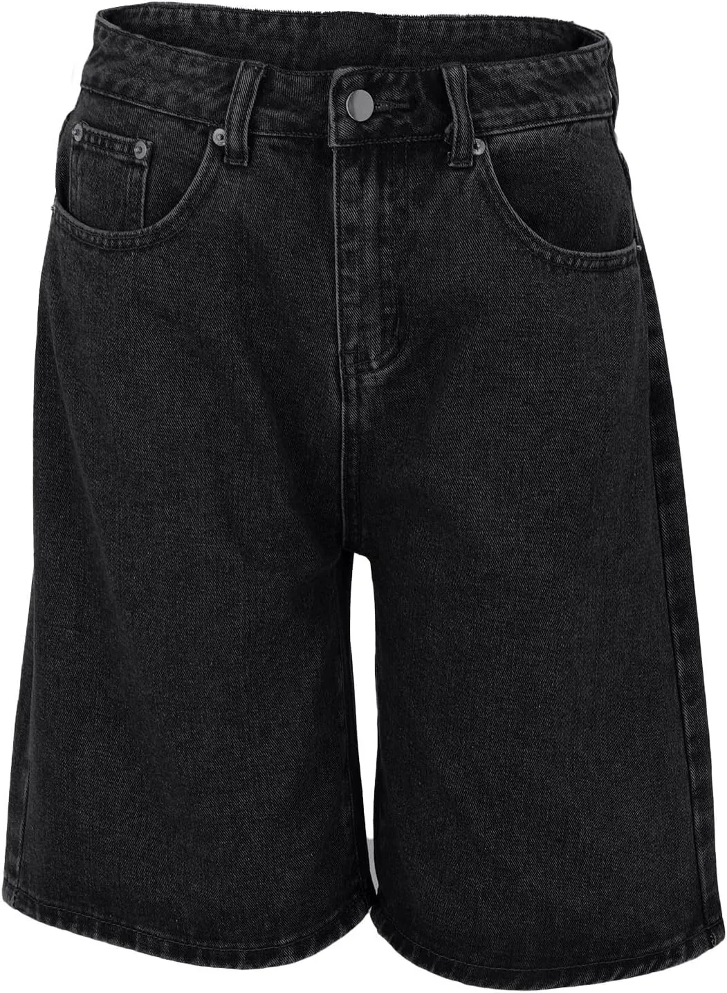 Women's High Waist Ripped Denim Shorts Frayed Hem Destroyed Mid Thigh Wide Leg Short Jeans Shorts with Pockets
