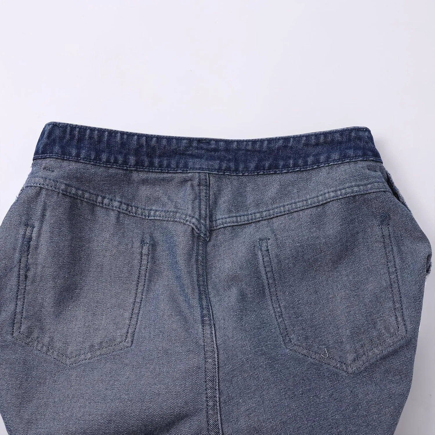 Women's High Waist Ripped Denim Shorts Frayed Hem Destroyed Mid Thigh Wide Leg Short Jeans Shorts with Pockets