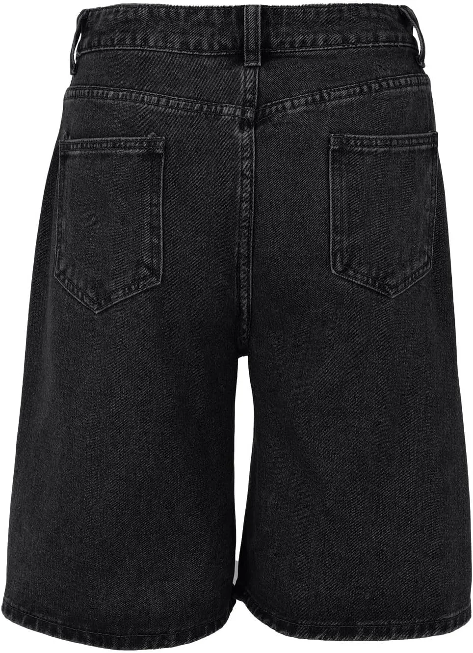 Women's High Waist Ripped Denim Shorts Frayed Hem Destroyed Mid Thigh Wide Leg Short Jeans Shorts with Pockets