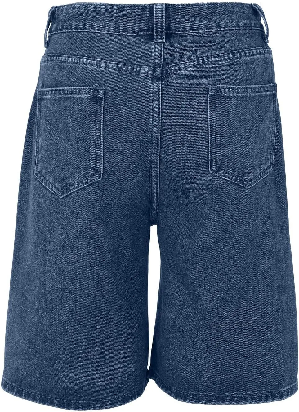 Women's High Waist Ripped Denim Shorts Frayed Hem Destroyed Mid Thigh Wide Leg Short Jeans Shorts with Pockets