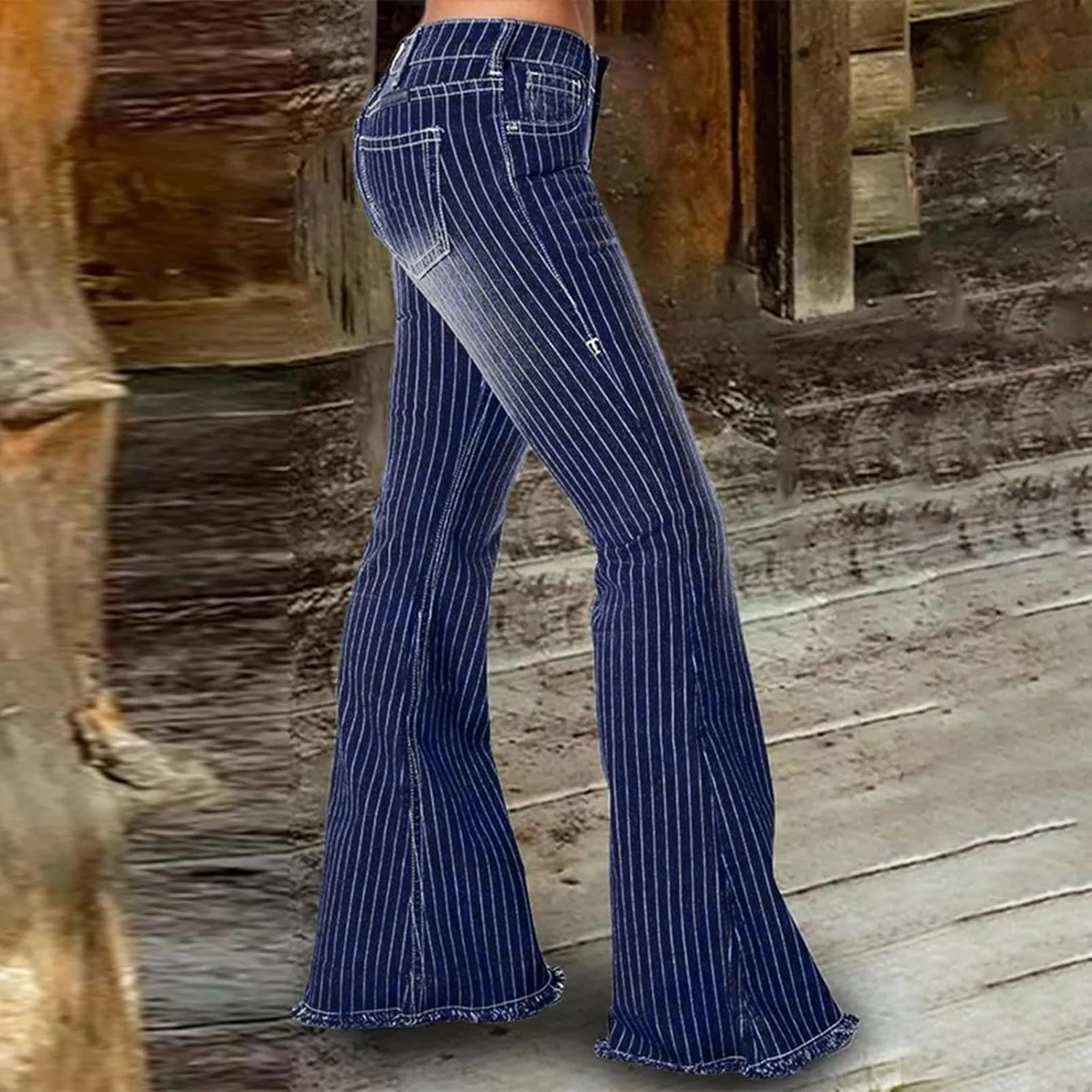 Womens High Waisted Flare Jeans Casual Wide Leg Bell Bottom Jeans for Women Retro Stretch Curvy Bootcut Denim Pants