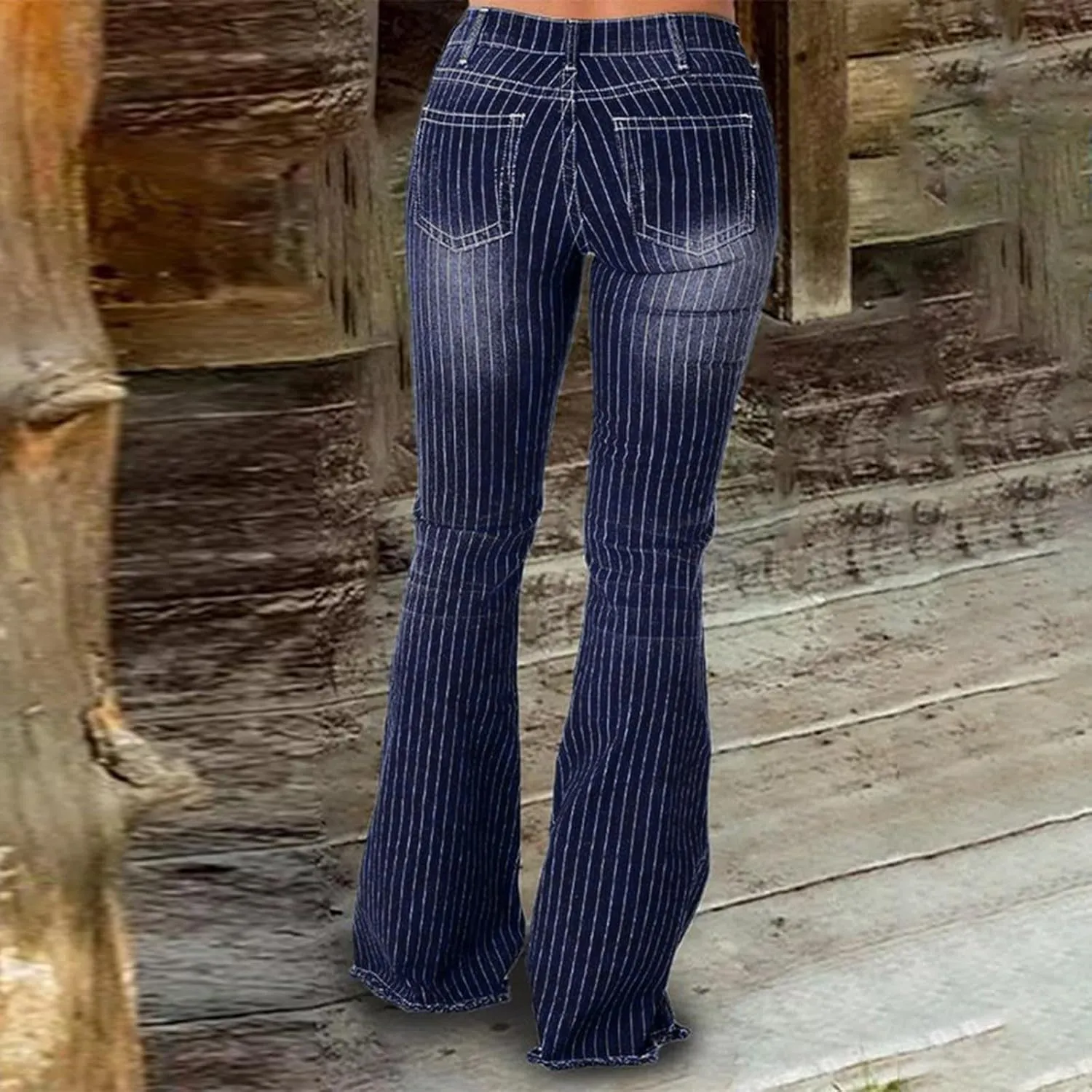 Womens High Waisted Flare Jeans Casual Wide Leg Bell Bottom Jeans for Women Retro Stretch Curvy Bootcut Denim Pants